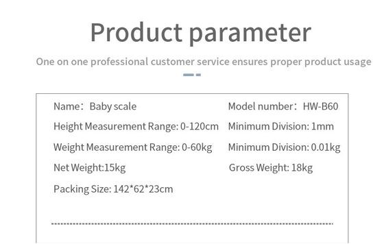 Scale di pesatura per bambini da 120 cm G.W. di 18 kg Scala avanzata di altezza e peso per bambini