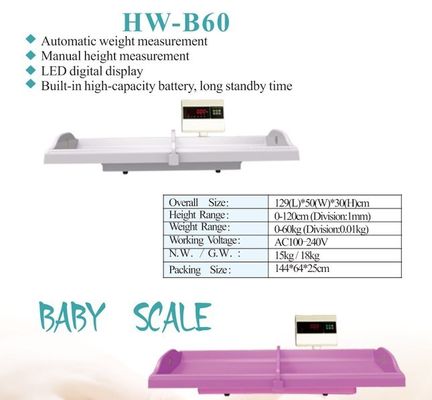 Scala di lunghezza e peso del bambino per l'ospedale AC100-240V Misuratore di altezza infantile