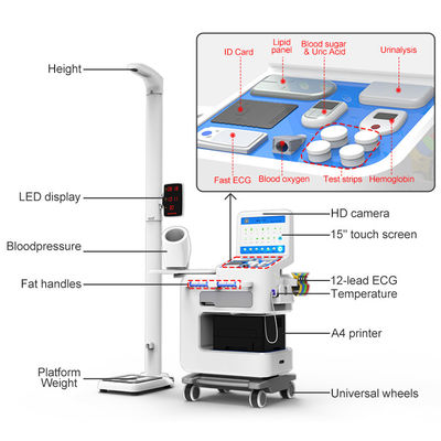 Full Touch LCD Screen Body Check Up Kiosk per le cliniche Soluzione di autoservizio intelligente