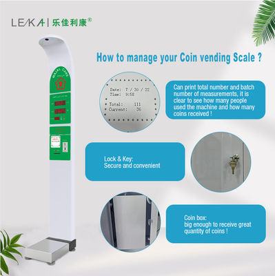 Smart AC100-240V Operazione con monete Altezza Peso Scala del corpo Vendita con stampa G.W 47kg