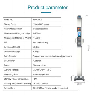 Balance digitale di precisione per l'analisi dell'IMC e della composizione corporea Display LCD 220V/50Hz